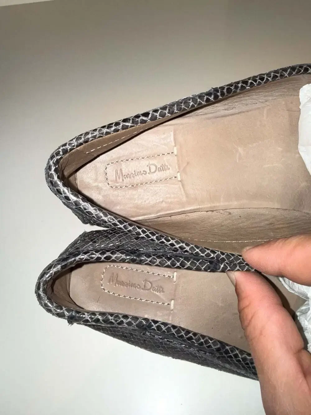 Massimo Dutti Snakeskin Print Leather Loafers Size 41